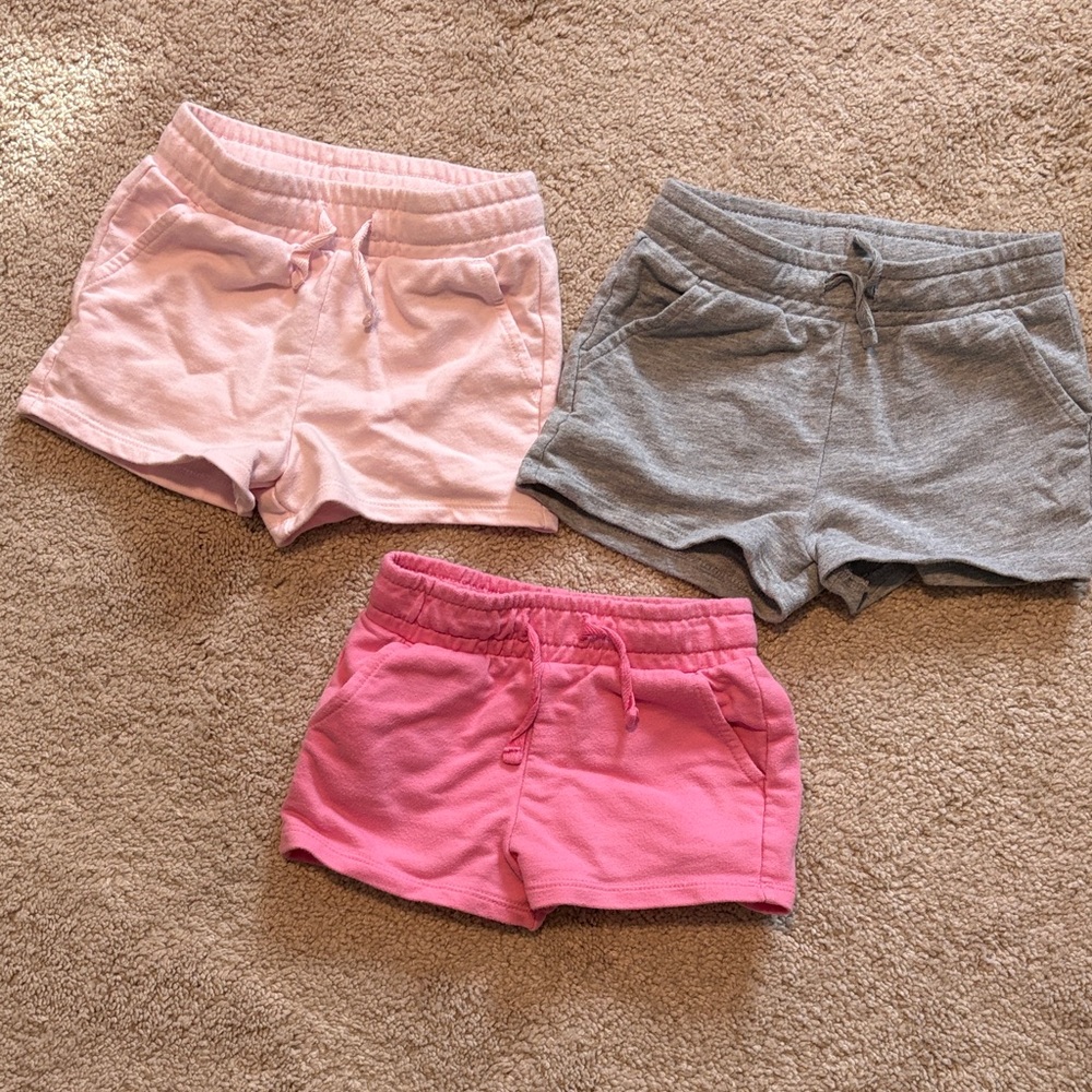 Toddler Girl Pink and Gray Shorts Set, Size 2T
